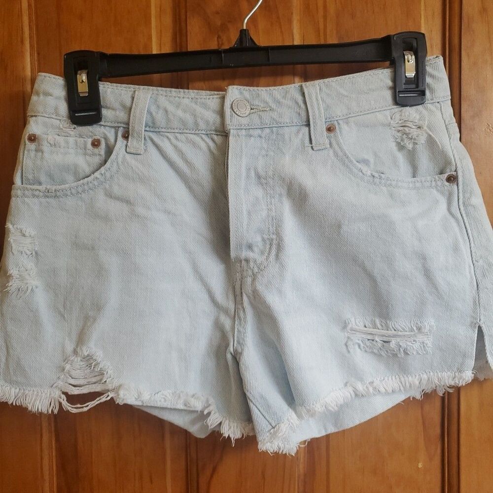 Vanilla Star Size 0 Denim Womens Light Blue Distressed Cut Off Jean Shorts